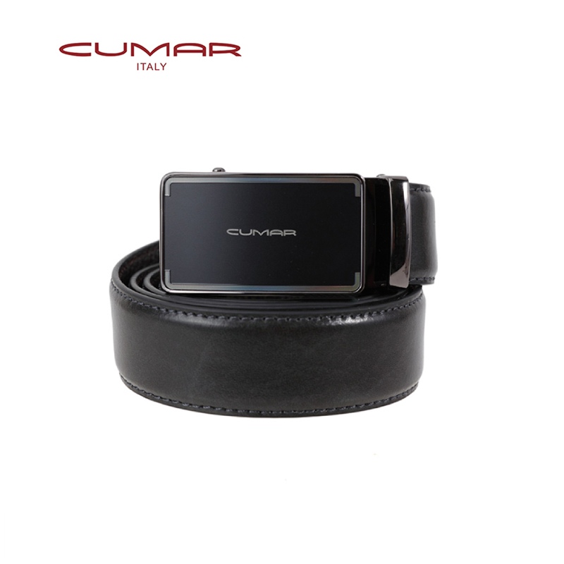 【CUMAR 義大利】頭層牛皮 - 幾何鋅扣 - (有齒輪) 自動扣皮帶(0596-E34-01 31)✿30B001